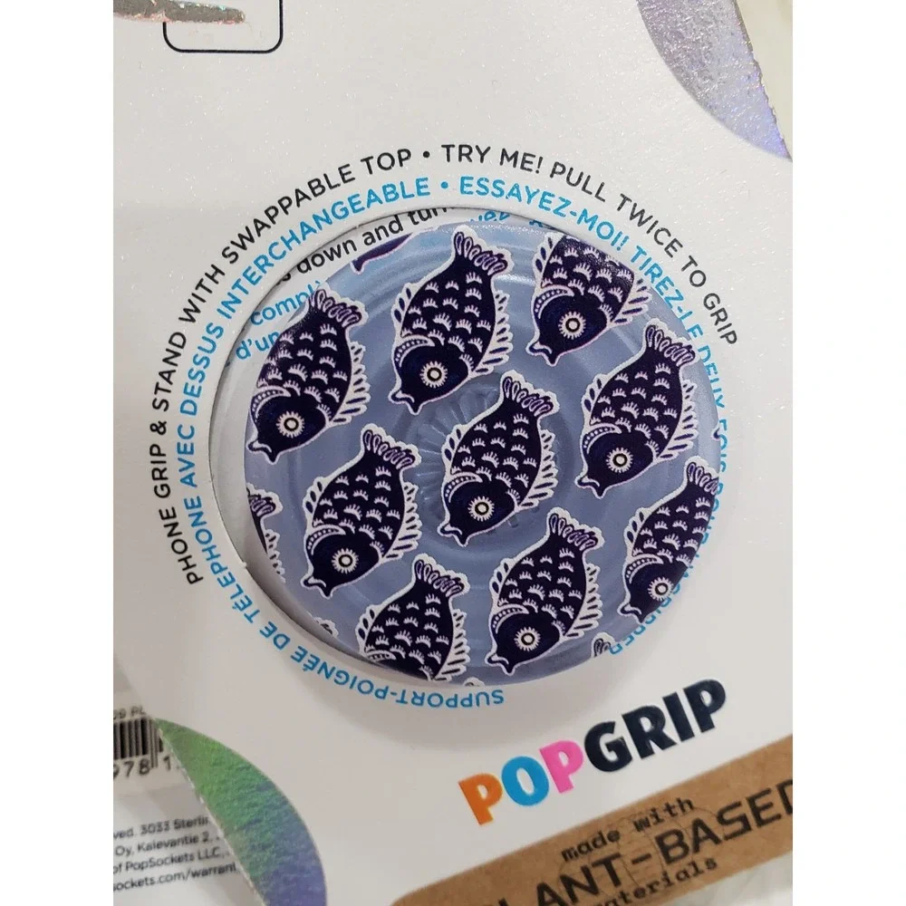 LOT 2 PopSockets Cell Phone Grip blue fish‎ tie dye nautical beach fishing teen